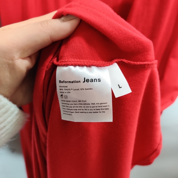 Reformation Cherry Red Pippa Midi Dress Sz Large - Picture 7 of 8